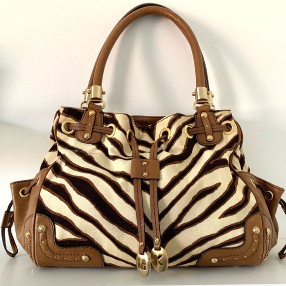 MICHAEL Michael Kors Handbags - Vintage Michael kors leather & canvas zebra print hand bag.